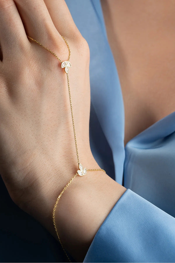 925 Ayar Gümüş Gold Kaplama Lotus Çiçeği Şahmeran Bileklik