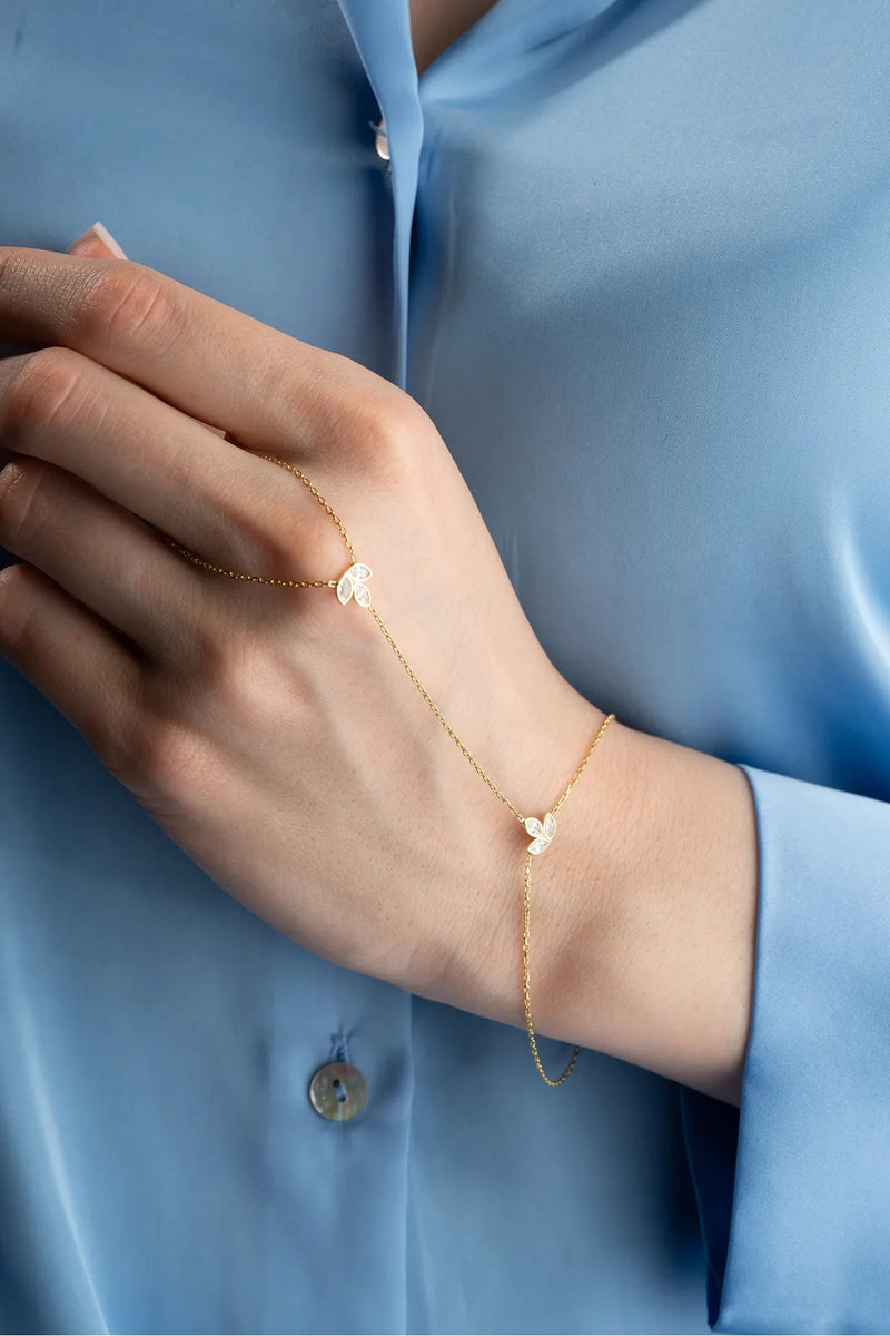 925 Ayar Gümüş Gold Kaplama Lotus Çiçeği Şahmeran Bileklik